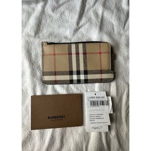 BURBERRY SOMERSET VINTAGE CHECK ZIP CARD CASE